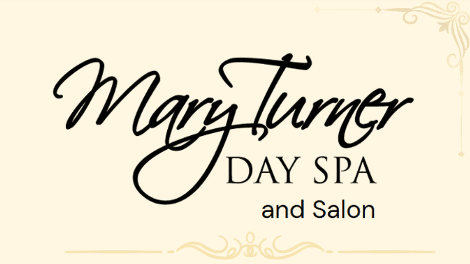 Mary Turner Day Spa and Salon logo with elegant script on a beige background.